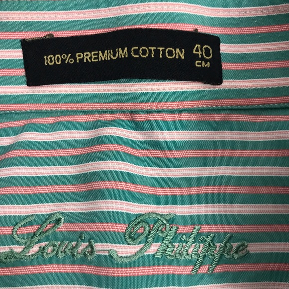 Lou’s Philippe min green peach stripe l/s shirt M - Picture 6 of 6